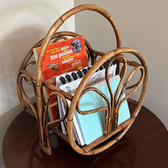 Midcentury Rattan Bamboo Magazine Rack - Picture 6 of 16